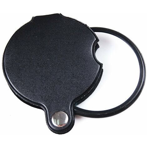 MINKUROW 60 mm Durchmesser 10 x Mini-Glaslinse Leselupe Handlupe Faltbare Uhrmacherlupe mit PU-Lederabdeckung - Schwarz (1/3)