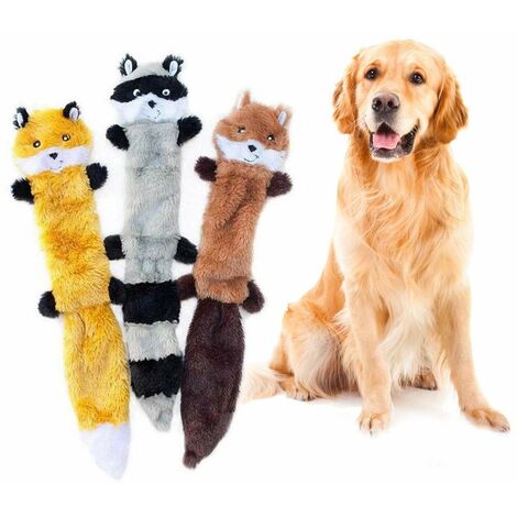 MINKUROW 3 Stück Quietschende Spielzeuge Plüsch-Hundespielzeug mit Sound Kauspielzeug für Hunde Interaktives Spielzeug Waschbär Eichhörnchen Für kleine mittelgroße und große Hunde (1/5)