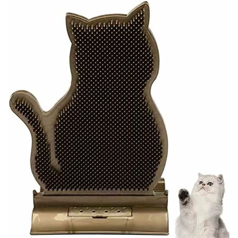 MINKUROW Katzen-Kratz-Massagespielzeug mit Katzenminze, Katzen-Wandwinkel-Massagebürste, Fellkamm, für Lang- und Kurzhaarkatzen (Braun) (1/5)