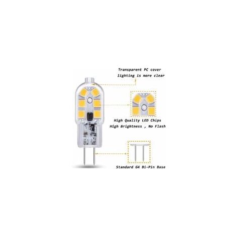MINKUROW G4 LED-Glühbirne 12 V 2 W Kaltweiß 6000 K, 200 lm,  Halogenäquivalent G4 Bi