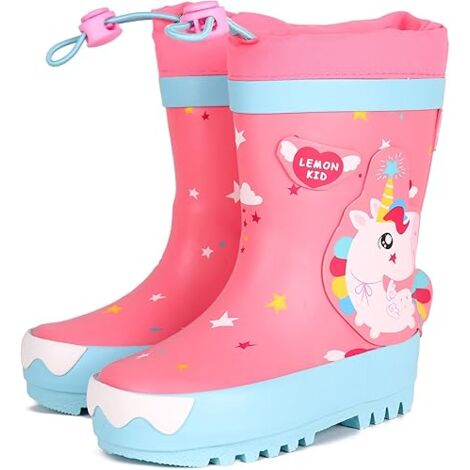 MINKUROW Regenstiefel, Unisex-Kinder, Jungen, Mädchen, bequeme, leichte Einhorn-Gummi-Regenschuhe, Gartenschule, Regenstiefel, 30 Yards (1/5)