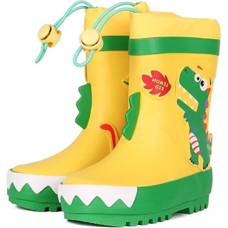 MINKUROW Regenstiefel, Unisex-Kinder, Jungen, Mädchen, bequeme, leichte Dinosaurier-Gummi-Regenschuhe, Gartenschule, Regenstiefel, 30 Yards (1/5)