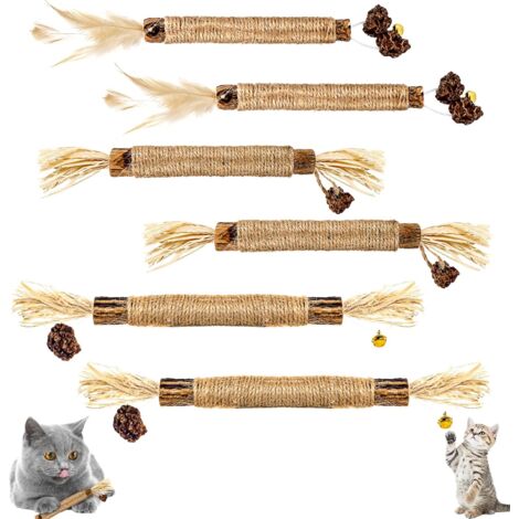 MINKUROW Catnip Sticks, Katzenkausticks, Matatabi Katze, Zahnkausticks helfen bei Zahnstein und Mundgeruch Hygiene Gesunde Pflege (6er Pack)