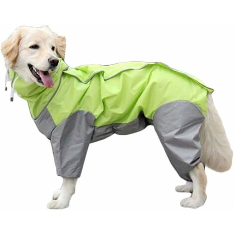 MINKUROW Wasserdichter Hundemantel Mit Abnehmbarer Kapuze, Mit Verstellbarem äußerem Kordelzug,Wasserdichte Hundejacke, Regenjacke mit Kapuze und Kragenloch, 26 (Grün) (1/5)