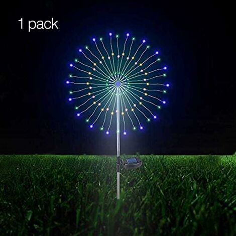 MINKUROW Solar Gartenleuchte, 105 LED Solar Feuerwerk Licht, Dekoratives Wetterfestes DIY Outdoor Landschaftslicht für Garten Rasen Feld Terrasse Weg (Regenbogen Bunt, 1 Pack) (1/5)