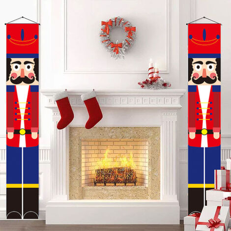 MINKUROW Weihnachts-Nussknacker-Dekorationen, Soldat-Modell Nussknacker-Banner, Weihnachtsdekoration zum Aufhängen, Willkommensschild für den Innenbereich, Haustür, Veranda, Garten, Party, Hof, Wandka