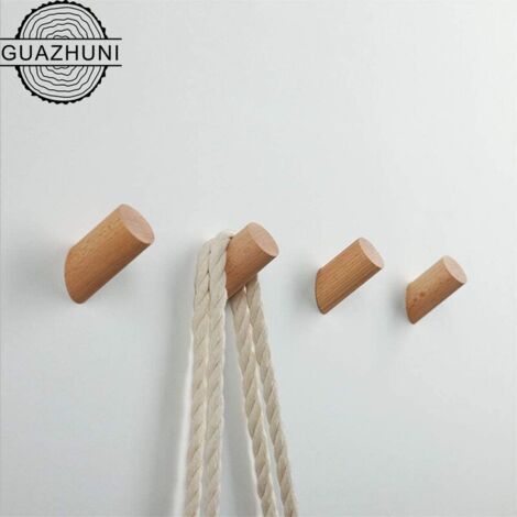 MINKUROW Wandhaken aus Holz, Kleiderhaken für Stoff, Hut, Tasche, Haustür, Dekoration – 4 Stück Buche (Gelbe Ulme, 8 cm) (1/5)
