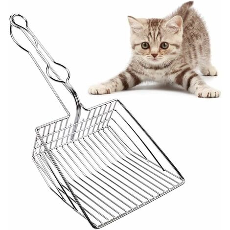 MINKUROW Katzenstreu-Schaufel, große Katzenstreu-Schaufel, Metall-Katzenstreu-Schaufel, langlebige Katzenstreu-Schaufel, leicht zu sieben, für Haustiere, Katzen, Hunde (Silber) (1/5)