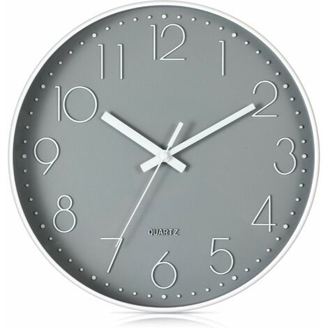 MINKUROW 30,5 cm, moderne Quarz-Wanduhr mit arabischen Ziffern, Wanduhren ohne Überprüfung, Wohnaccessoires, Dekoration (grau) (1/5)