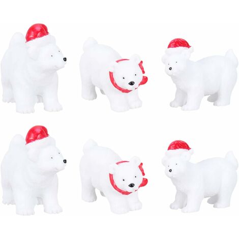 MINKUROW 6 stücke Weihnachten Miniatur Ornament Dekoration Harz Bär Statue DIY Feengarten Puppenhaus Zubehör (1/5)
