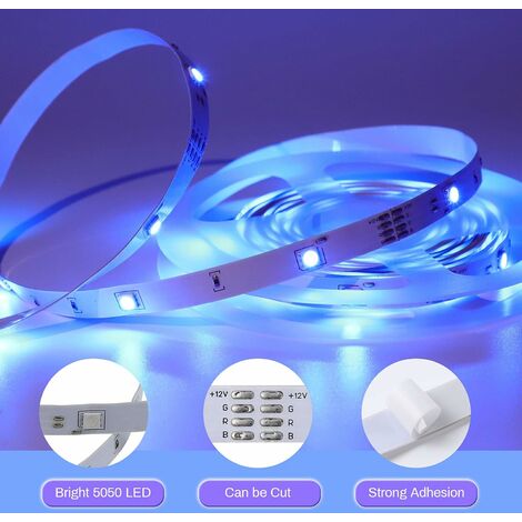 LED-Leuchtstreifen Set, RGB, 12 V, 60 LEDs, Adapter + IR Controller +  Fernbdienung, 5 m –