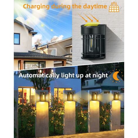 MINKUROW Retro Garten Solarleuchte【4er Pack】Kabellose IP65 Wasserdichte