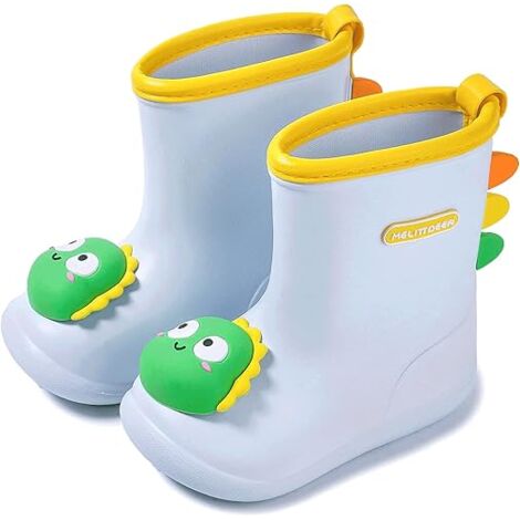 MINKUROW Kinder Regenstiefel Jungen Regenstiefel Mädchen Gummistiefel Rutschfeste Unisex Kinderstiefel,，Dinosaurier，Schuhlänge 19cm (1/5)