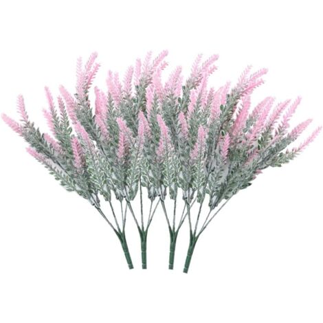 LITZEE 4 Kunstblumensträuße beflockten Kunstblumen Lavendelpflanze Kunstblumen Topfdekoration (pink) (1/5)