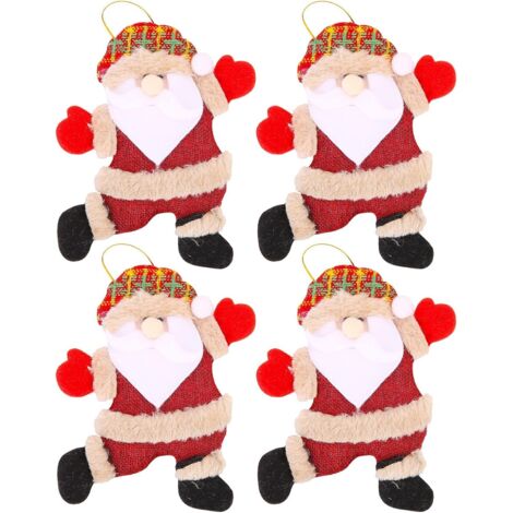 MINKUROW Christbaumschmuck 4er Set, Weihnachtsschmuck, Christbaumschmuck, Stoffschmuck, Weihnachtspuppen, Tanzender Weihnachtsmann (1/5)