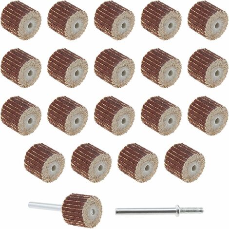 MINKUROW 100 Stück Schleifscheibe 320er Körnung Schleifpapier Zinklegierung Lamellenrad für Rotationswerkzeug mit Schaftfutter, 13 x 12 x 3 mm (1/5)