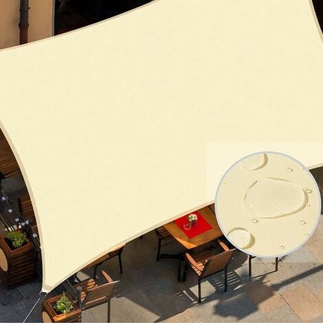 MINKUROW 3 x 4 Terrassen-Sonnensegel, Outdoor-Garten-Terrassen-Markise mit  Seil, wasserdicht und UV-Schutz – rechteckig 3 x 4 m, Beige