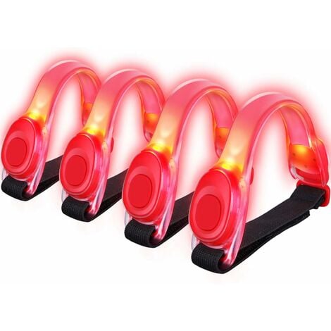 MINKUROW 4 Stück LED-Armbänder, reflektierende LED-Armbänder,  Lichtstreifen, Reflektor, Kinder-Sicherheits-Nachtlicht für Laufen, Joggen