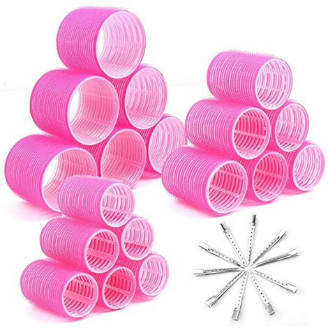 MINKUROW Lockenwickler mit Selbstgriff, Salon, Friseur, Haarstyling, Lockenwickler, Haarwerkzeuge, Packung mit 18 Lockenwicklern (6 Stück für 3 Durchmesser: 6 cm, 4,5 cm, 3,6 cm) + 10 Metallclips (1/5)