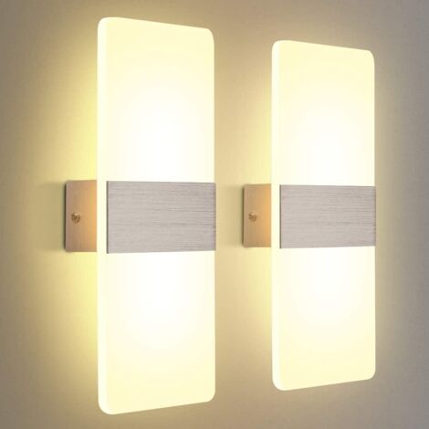 MINKUROW 2er Pack Led Wandleuchte Innen 12W Warmweiß 3000K Acryl Wandleuchte Modernes Design Dekoration Wandleuchte für Wohnzimmer Schlafzimmer Korridor Badezimmer 29x11x4cm (1/5)