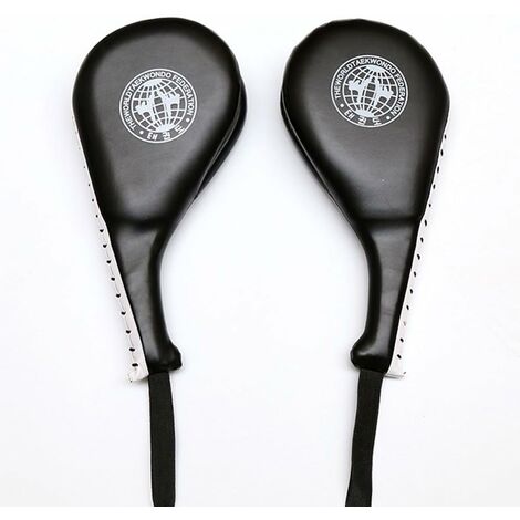 1 Paar Doppel Taekwondo Schläger Leder Punching Schläger für Taekwondo Boxen Karate Training (Schwarz),SOEKAVIA