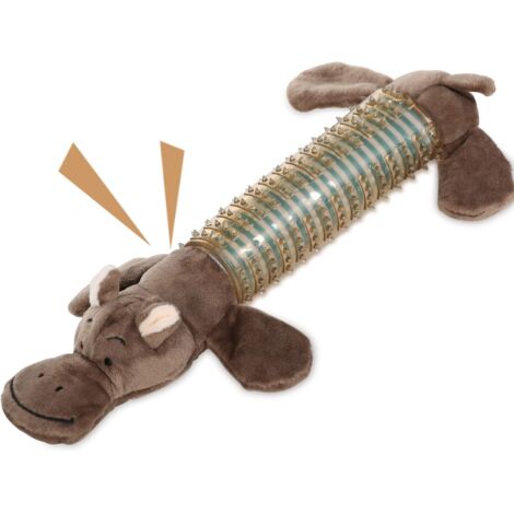 MINKUROW Plüsch-Hundespielzeug, Quietschendes Hundespielzeug - Unzerstörbarer Gummikörper für Welpen kleine Hunde Braun (1/5)