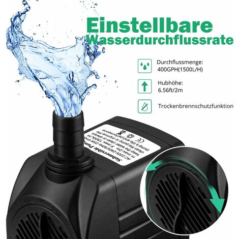 MINKUROW Aquariumpumpe 1500L/H, Teichpumpe MiniWasserpumpe widersteht