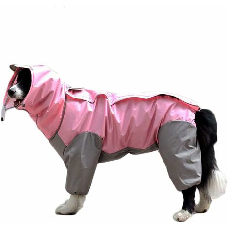 MINKUROW Wasserdichter Hundemantel Mit Abnehmbarer Kapuze, Mit Verstellbarem äußerem Kordelzug,Wasserdichte Hundejacke, Regenjacke mit Kapuze und Kragenloch,16 (Rosa) (1/5)