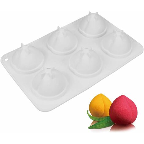 MINKUROW Silikonformen mit 6 Vertiefungen in Pfirsichform zum Backen von Weihnachten, DIY, Mousse, Kuchen, Desserts, Form, Paste, Dekoration (1/5)