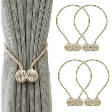 MINKUROW Set mit 4 Stück Gardinenhalter Magnetische Gardinenhalter Magnetische Flechtvorhänge Schnalle(Beige) (1/5)