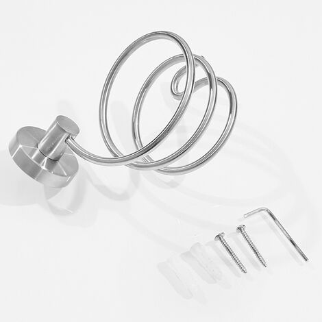 MINKUROW Gebürsteter Haartrockner-Wandhalter, Edelstahl-Haartrocknerhalter, Chrom-Silber, Badezimmer-Kabelhalter, Haartrocknerhalter mit Schrauben (1/4)