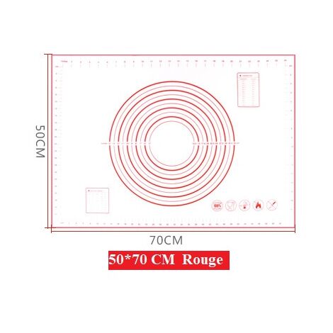 MINKUROW Antihaft-Silikon-Backmatte Teigmatten mit Maßen 1 Stück für 70 x 50 cm (rot) (1/5)