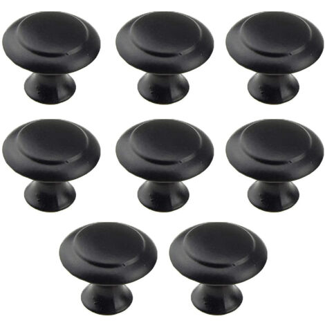 MINKUROW 8 runde Schranktürknöpfe, gebürsteter Edelstahl, Pilzform, Schubladengriffe für Küchenschränke, Kommode (schwarz) (1/5)