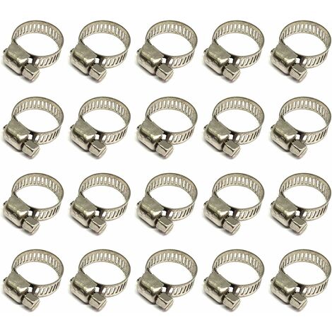 MINKUROW 20 Stück Schlauchschelle, 10–16 mm verstellbare Schlauchschelle, Schlauchschelle aus Edelstahl 304, Metallschlauchschelle, für Schläuche, Hausgas, Familienwasserleitung, Kabel, Wasserhahn usw (1/5)