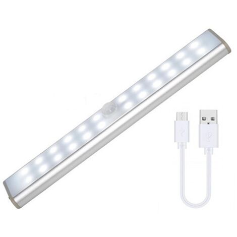 MINKUROW Schranklicht, Tanbaby LED-Bewegungssensor-Licht mit 24 LEDs, USB-Aufladung Schranklicht, 3 Modi Nachtlicht Schranklicht, für Schrank, Garderobe, Treppe, Flur (19cm) (1/5)