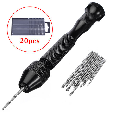 MINKUROW Mini-Präzisions-Handbohrmaschine Mini-Handbohrmaschine Modellbau Aluminium Schnellspannbohrfutter 20 Spiralsenkbohrer 0,3–1,6 mm für DIY-Bohren mit Tasche (1/3)