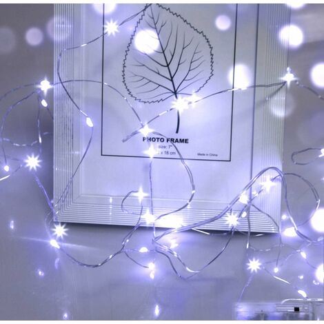 MINKUROW Led Lichterketten, 1M 10 Led Draht Micro Lichterkette Weihnachtsdekoration Lichterkette Knopf Batteriebetrieben Cr2032 Für Party,Garten,Weihnachten,Halloween Dekoration,Hochzeit (Kaltweiß) 20 (1/4)