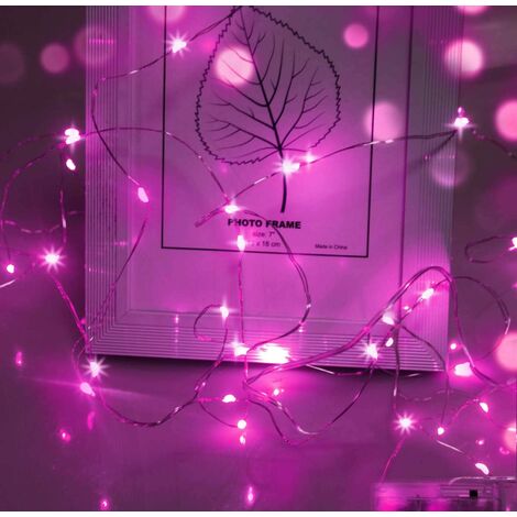 MINKUROW Led Lichterketten, 3M 30 Led Draht Micro Lichterkette Weihnachtsdekoration Lichterkette Knopf Batteriebetrieben Cr2032 Für Party,Garten,Weihnachten,Halloween Dekoration,Hochzeit(Rosa) 20St (1/5)