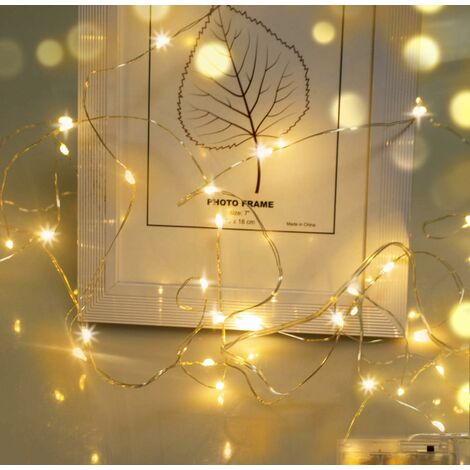 MINKUROW Led Lichterketten, 2M 20 Led Draht Micro Lichterkette Weihnachtsdekoration Lichterkette Knopf Batteriebetrieben Cr2032 Für Party,Garten,Weihnachten,Halloween Dekoration,Hochzeit (Warmweiß) 20 (1/5)