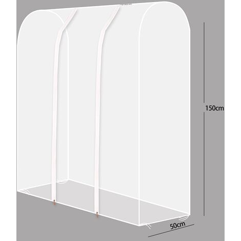 Staubdichte Schutzhülle Für Kleiderstangen (bis 150 Cm) – Transparent, Mit Reißverschluss, PEVA (150x50x150 Cm)