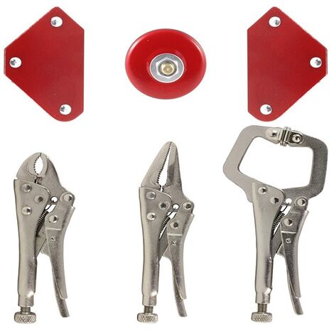 MINKUROW 3er-Pack Feststellzangen, Schraubstockzangen, 1 C-förmige Zange, 1 Spitzzange, 1 gebogene Backe, zum Drehen feststehender Gegenstände und zum Entfernen von Schrauben und Muttern, bunte Verpac (1/4)