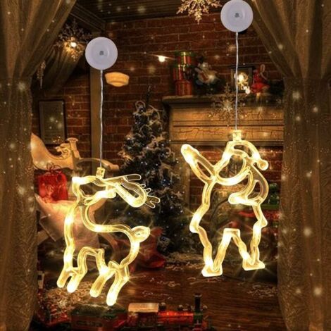 MINKUROW Weihnachtslichtvorhang, Fenstervorhanglichter, Weihnachtsdekoration, LED-Lichterkette, Weihnachtsmann, Weihnachtselch, Weihnachtslicht für Innenfenster, Schlafzimmer, Zuhause, Party (1/5)