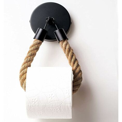 MINKUROW Retro Nautical Rope Handtuchring Wandmontierter Toilettenpapierhalter für Bauernhaus, Strand, Badezimmer (1/5)