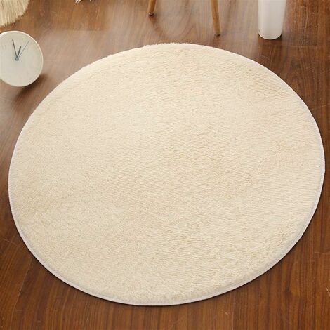 MINKUROW Monochromer Teppich, flauschiger Florteppich, runder Flor, Polyesterteppich für Wohnzimmer, Schlafzimmer, Beige, 30 cm Durchmesser (1/5)