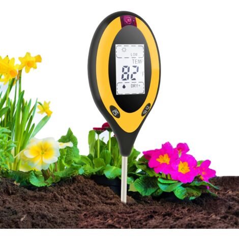 MINKUROW Bodentester, 4 in 1 Bodentester pH-Meter, Sonnenlicht, Temperatur, Hygrometer, für Blumen/Gras/Pflanzen/Garten/Bauernhof/Rasen (Batterie nicht enthalten) (1/5)