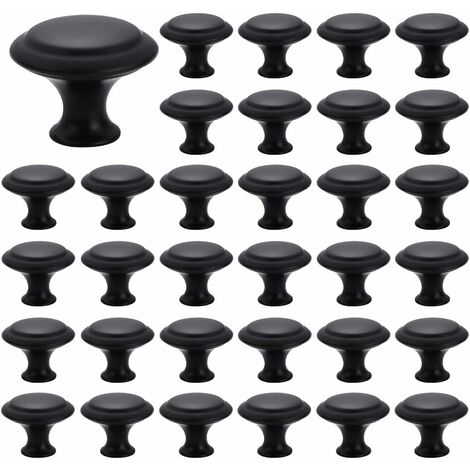 MINKUROW 40 Stück Möbelknöpfe, 27 mm Schubladenknöpfe, runde Türknöpfe, runde Schrankknöpfe, Schubladentürgriff mit Schrauben, für Schrank, Schreibtisch, Nachttisch, Bücherregal, Möbel Schwarz (1/5)