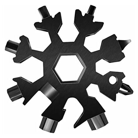 MINKUROW 18-in-1-Schneeflocke-Multifunktionswerkzeug, Edelstahl Multifunktions-Schneeflocke-Flaschenöffner/flacher Kreuzschlitz-Schraubendreher/Schlüsselsatz, 18-in-1-Edelstahl-Multifunktionswerkzeug (1/5)