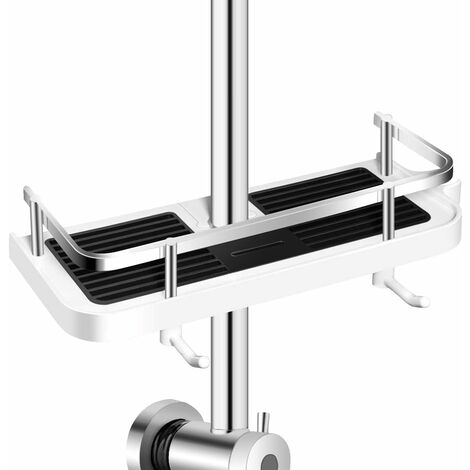 MINKUROW Duschregal mit direkter Schiebestange, Badezimmer-Duschregal, Organizer, Seifenschwammhalter für Shampooseife, mit Edelstahlschiene, verstellbare Duschregale mit Haken zum Aufhängen (22 mm) (1/5)