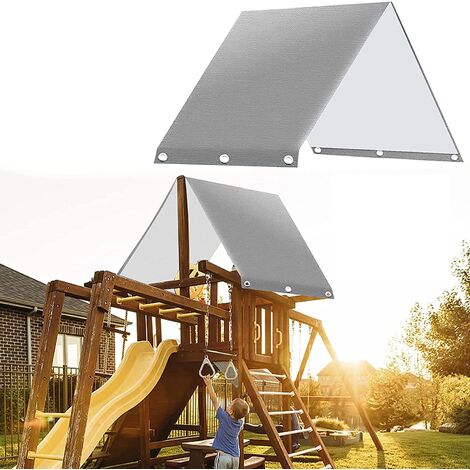 MINKUROW Planenabdeckung Überdachung Outdoor Schaukel Überdachung Kinderspielplatz Dachmarkise Wasserdichte Abdeckung Ersatzplane Sonnenschutz 132 x 226 cm Ersatzset Grau (1/4)