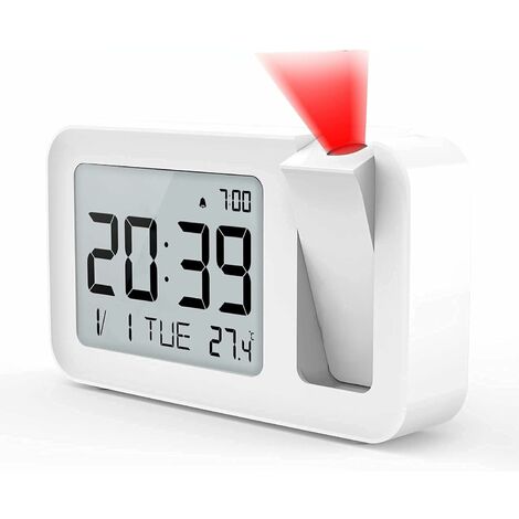 MINKUROW Projektor-Deckenwecker, Digitaler Wecker mit 180°-Projektion, Innenthermometer, 4 einstellbare Helligkeit, Lautstärkeregelung, 12/24-Stunden-Einstellung, Snooze-Funktion für Schlafzimmer, Bür (1/5)